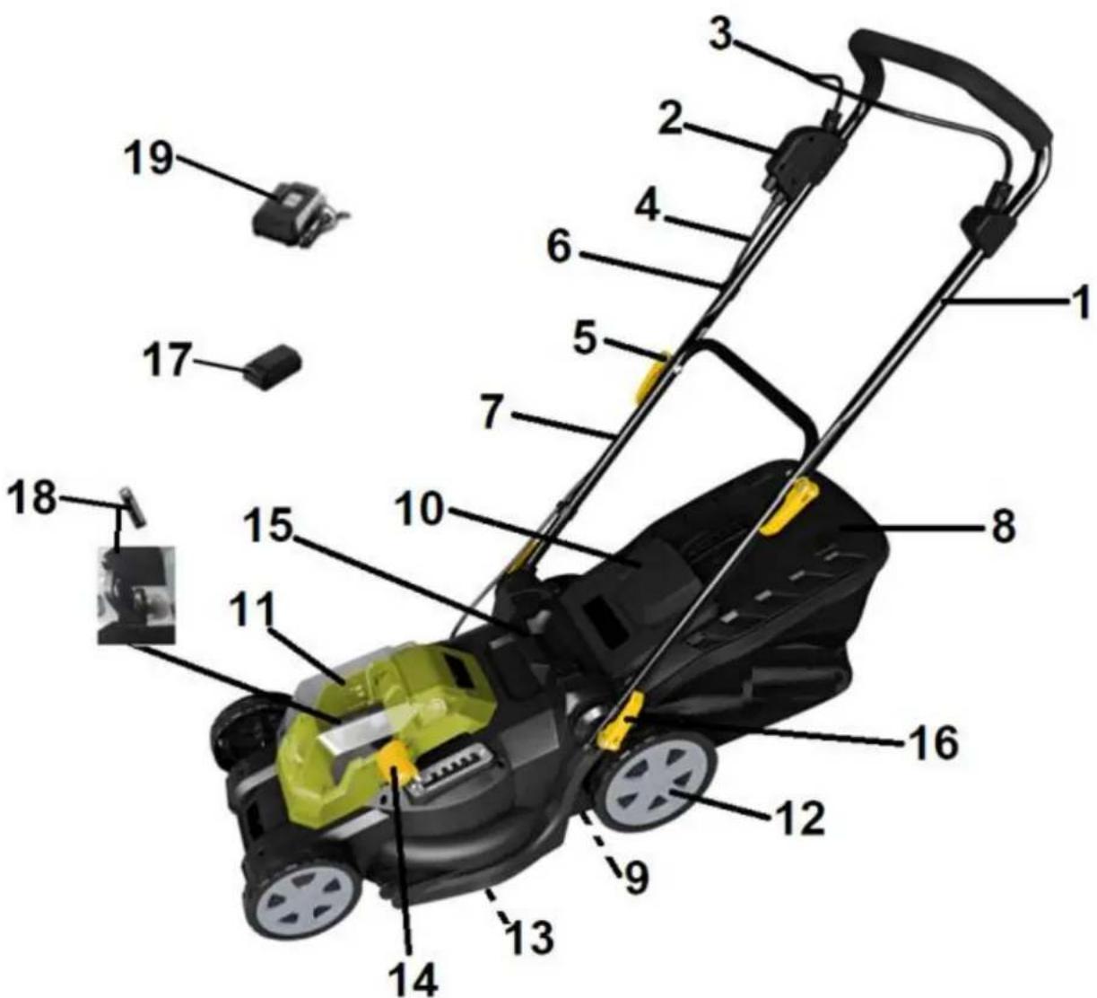 4Garden AM4122S - Elementy urządzenia (budowa urządzenia) - 1