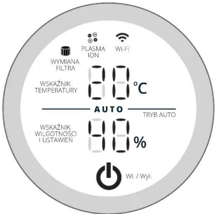 WYMIANA FILTRA PLASMA ION Wi-Fi WSKAźNIK TEMPERATURE 80 °C AUTO WSKAźNIK WILGOTNOSCI USTAWIEN 80 % TRYB AUTO Wt. / Wyt.