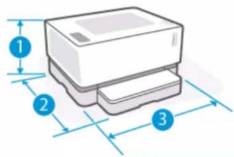 HP Neverstop Laser 1000w - Wymiary drukarki - 2