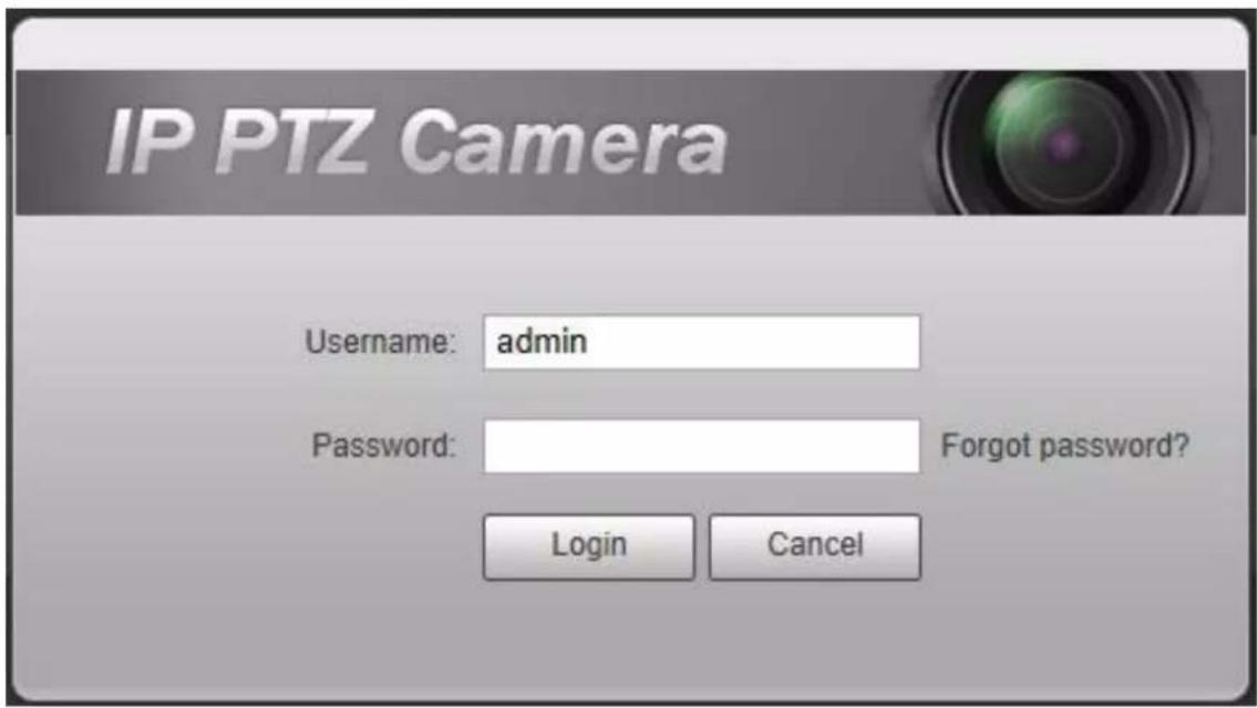 IP PTZ Camera Username: admin Password: Forgot password? Login Cancel