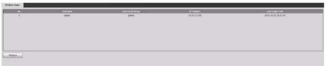 Online User No. Username User Local Group IP Address User Large Time 1 Address IP Address 用户登录密码 Refresh