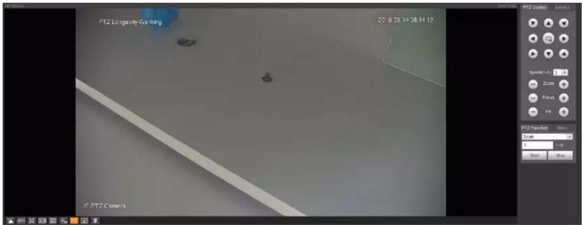 PTZ Longevity Keusing 20:09.05 14:08:14 12 PTZ Center Zoom Zoom Focus Ira PTZ Function Name: Scan 1 - s Start Stop IF PTE Camera