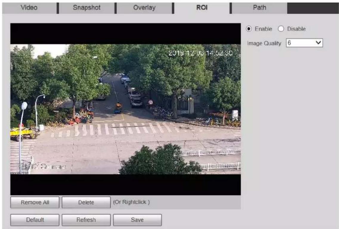 Video Snapshot Overlay ROI Path Enable Disable Image Quality 6 2019-12-03 14:52:30 Remove All Delete (Or Rightclick ) Default Refresh Save