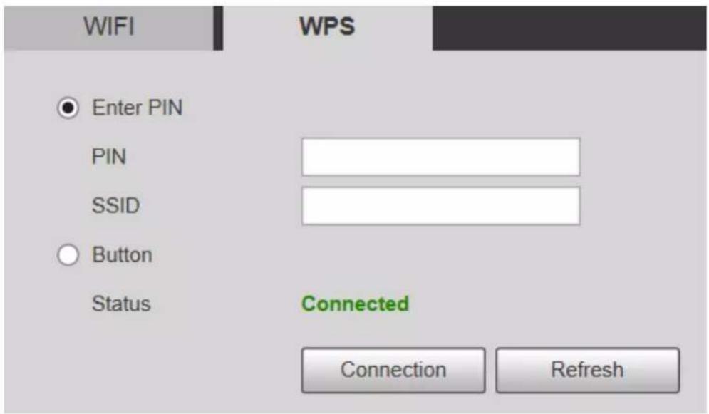 WIFI Enter PIN PIN SSID Button Status Connected Connection Refresh