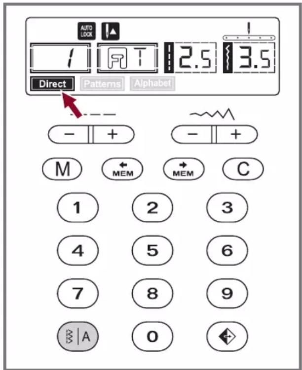 AUTO LOCK 1 2.5 3.5 Direct Patterns Alphabet M MEM MEM C 1 2 3 4 5 6 7 8 9 A 0