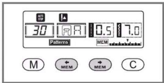 AUTO STOP 30 A 0.5 7.0 Patterns MEM M MEM MEM C