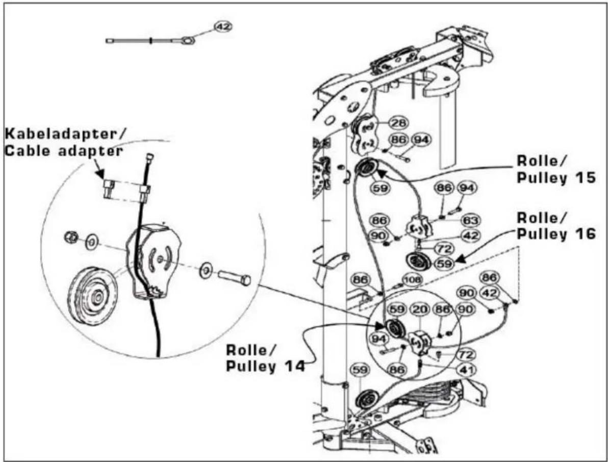 Kabeladapter/ Cable adapter Rolle/ Pulley 14 Rolle/ Pulley 15 Rolle/ Pulley 16 42 28 86 94 59 86 94 86 90 72 59 108 59 20 86 90 94 72 59 86 41
