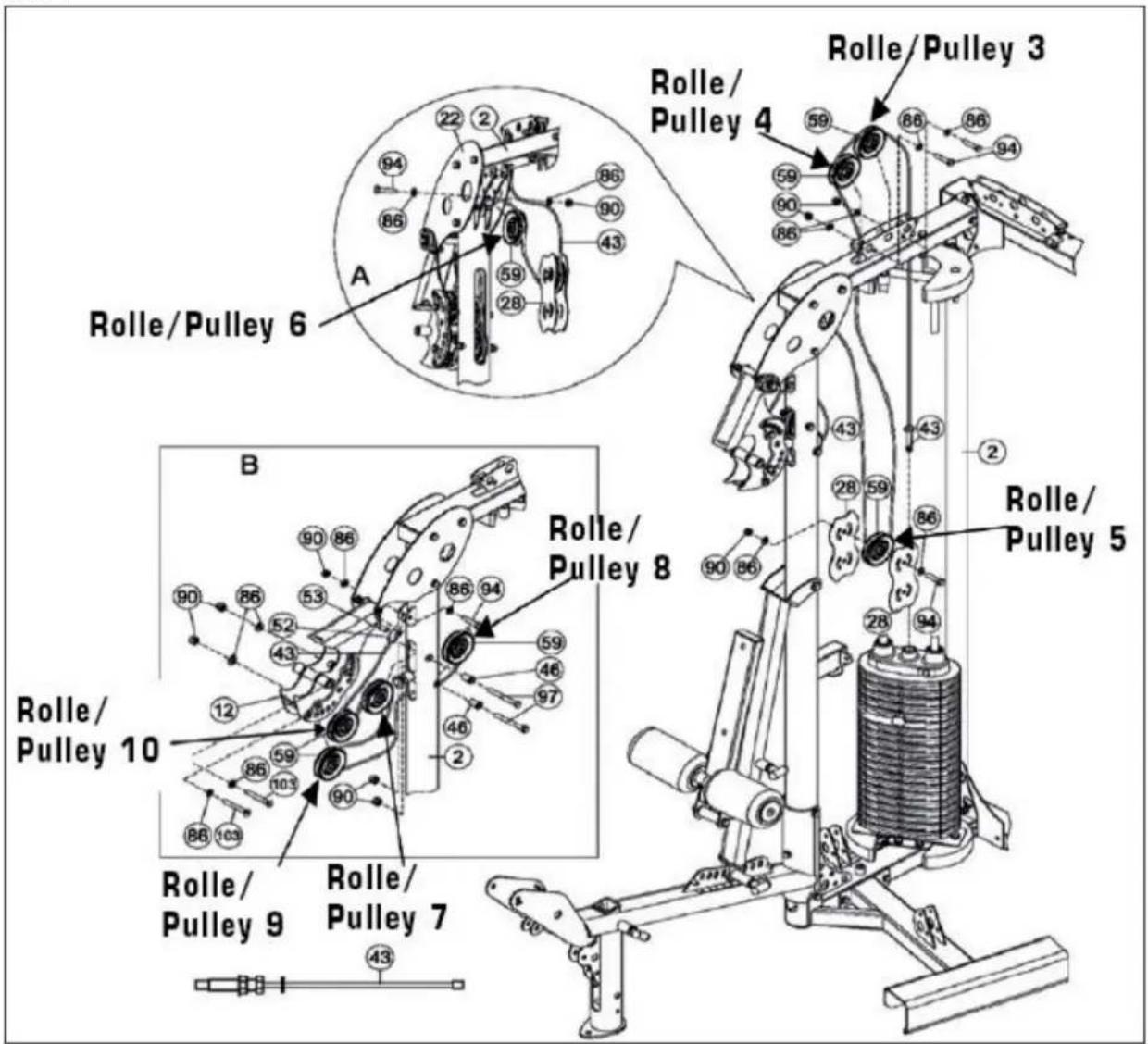 A Rolle/Pulley 6 B Rolle/Pulley 10 Rolle/Pulley 9 Rolle/Pulley 7 Rolle/Pulley 8 Rolle/Pulley 5 Rolle/Pulley 3 Rolle/Pulley 4 Rolle/Pulley 5 Rolle/Pulley 6 Rolle/Pulley 7 Rolle/Pulley 8 Rolle/Pulley 9 Rolle/Pulley 10
