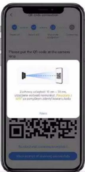 QR code connection Please put the QR code at the camera Mero Zachowy odlegost 10 cm = 20 cm, urzȩcie wieski kormikat. Praciera i WIT po smyśląm zdentykowans kolu Airm Kwobużni camery wierami i. Voor secret of stawny wierami