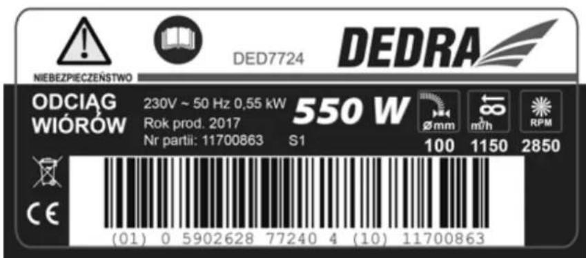 DEDRA DED7724 - Opis zastosowanych piktogramów - 2