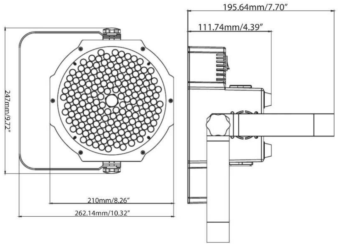 Eliminator Lighting Mega Go Par 64E - DIMENSIONAL DRAWINGS - 1
