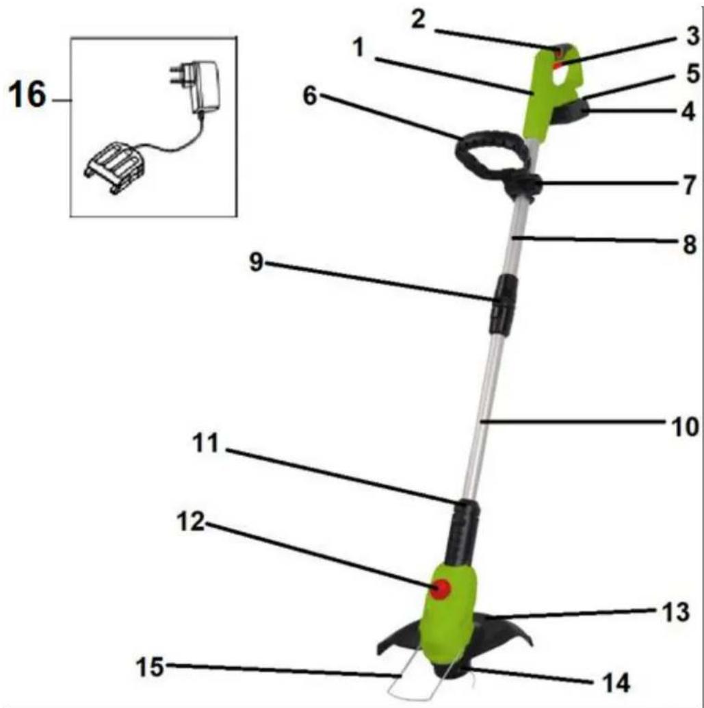 4Garden KWB18A - Elementy przycinarki (budowa urządzenia) - 1