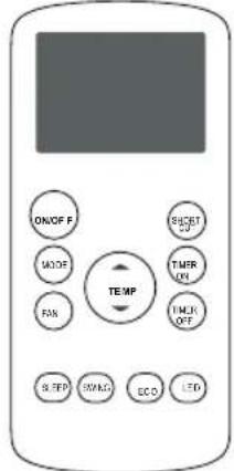 ON/OFF F MODE FAN TEMP SLEEP SWAG ECO SHEET OFF TIMER ON TRACK OFF LED
