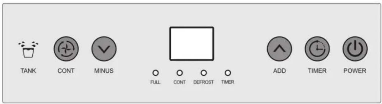 TANK CONT MINUS FULL CONT DEFROST TIMER ADD TIMER POWER