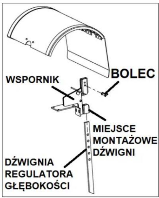 WSPORNIK BOLEC MIEJSCE MONTAŻOWE DŻWIGNI DŻWIGNIA REGULATORA GŁĘBOKOŚCI