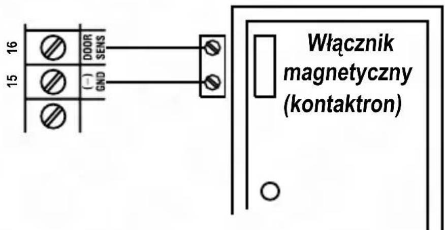 16 15 (—) GND DOOR SENS Włącznik magnetyczny (kontaktron)