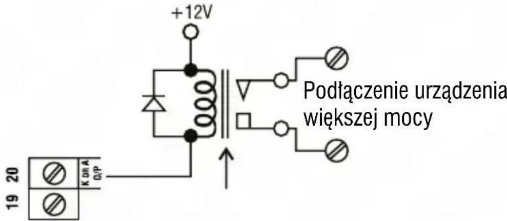 +12V Podłączenie urządzenia większej mocy 19 20 K OR A DVP