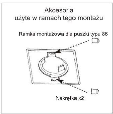 Akcesoria użyte w ramach tego montażu Ramka montażowa dla puszki typu 86 Nakręłka x2