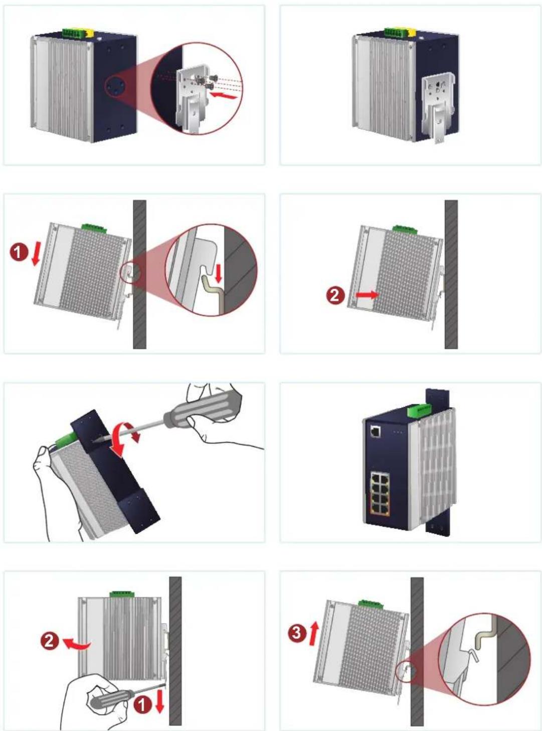 Planet IGS-1000-8UP4X - DIN-rail Mounting Installation - 2