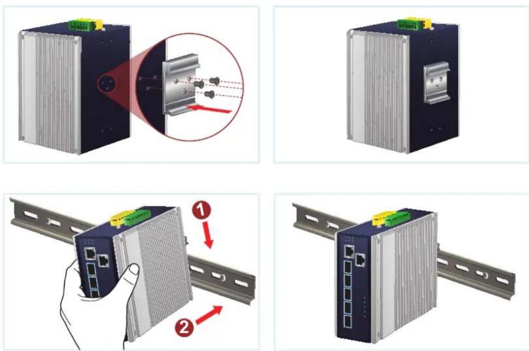 Planet IGS-1000-8UP4X - DIN-rail Mounting Installation - 1