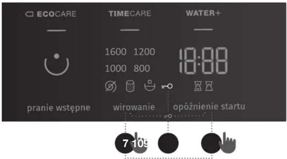 ECOCARE TIMECARE WATER+ 1600 1200 1000 800 19:00 pranie wstępne wirowanie opóźnienie startu 7 109