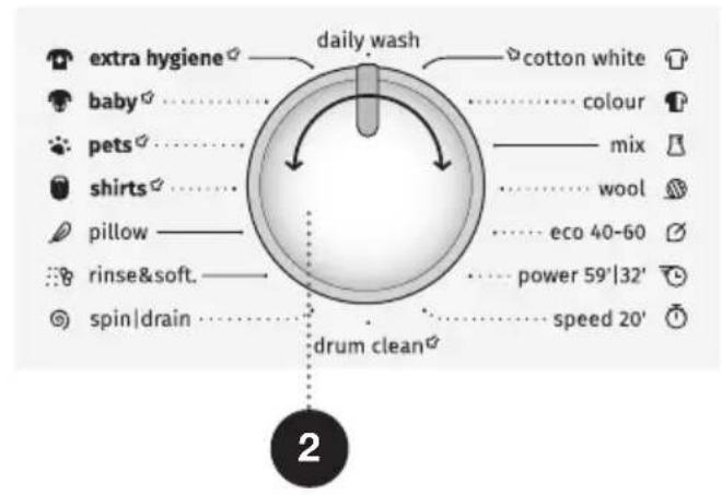 extra hygiene dziecięcy sierść koszule poduszki płuk.żmiękcz. wirow./wypomp. codzienny bawetna biała kolorowe mix wetna eco 40-60 intensywny 59°|32' szybki 20' czyszczenie bębna 2