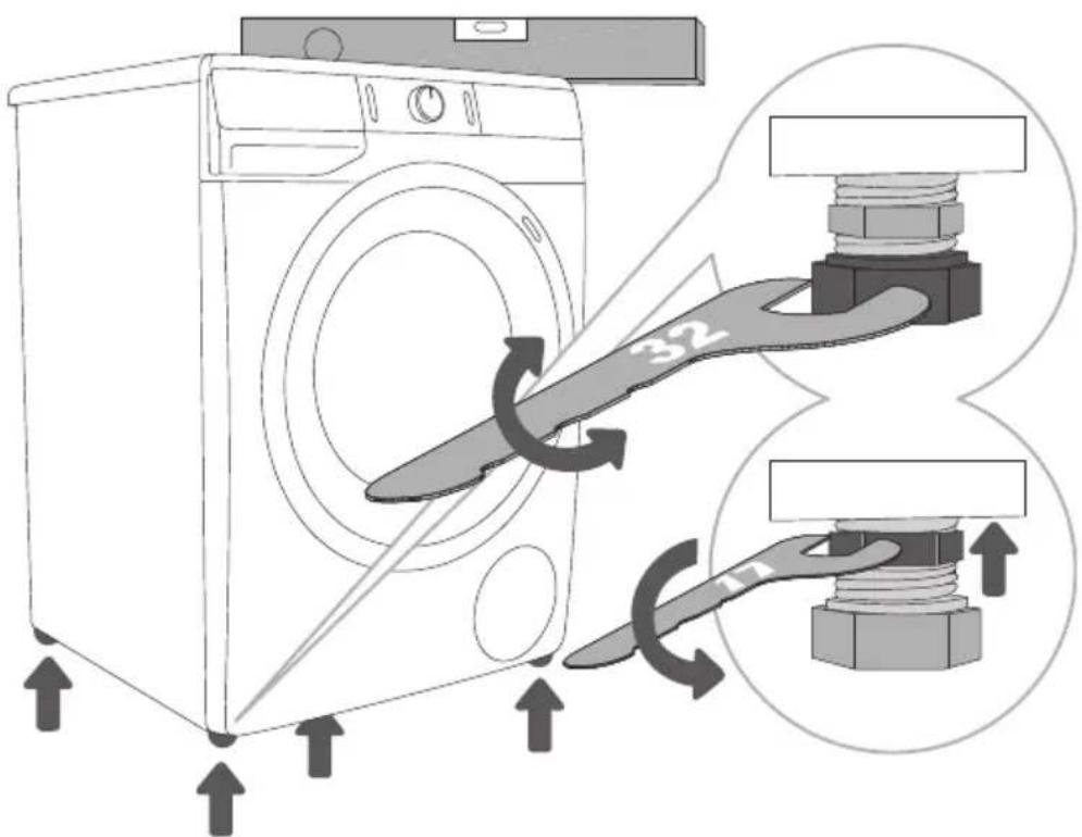 GORENJE WNEI82SCS - USTAWIENIE NÓŻEK PRALKI - 1