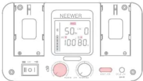 NEEWER 50Ω 0 100 80.0 OFF DOWN 24 DOWN 26 DOWN 28 DCU 2V