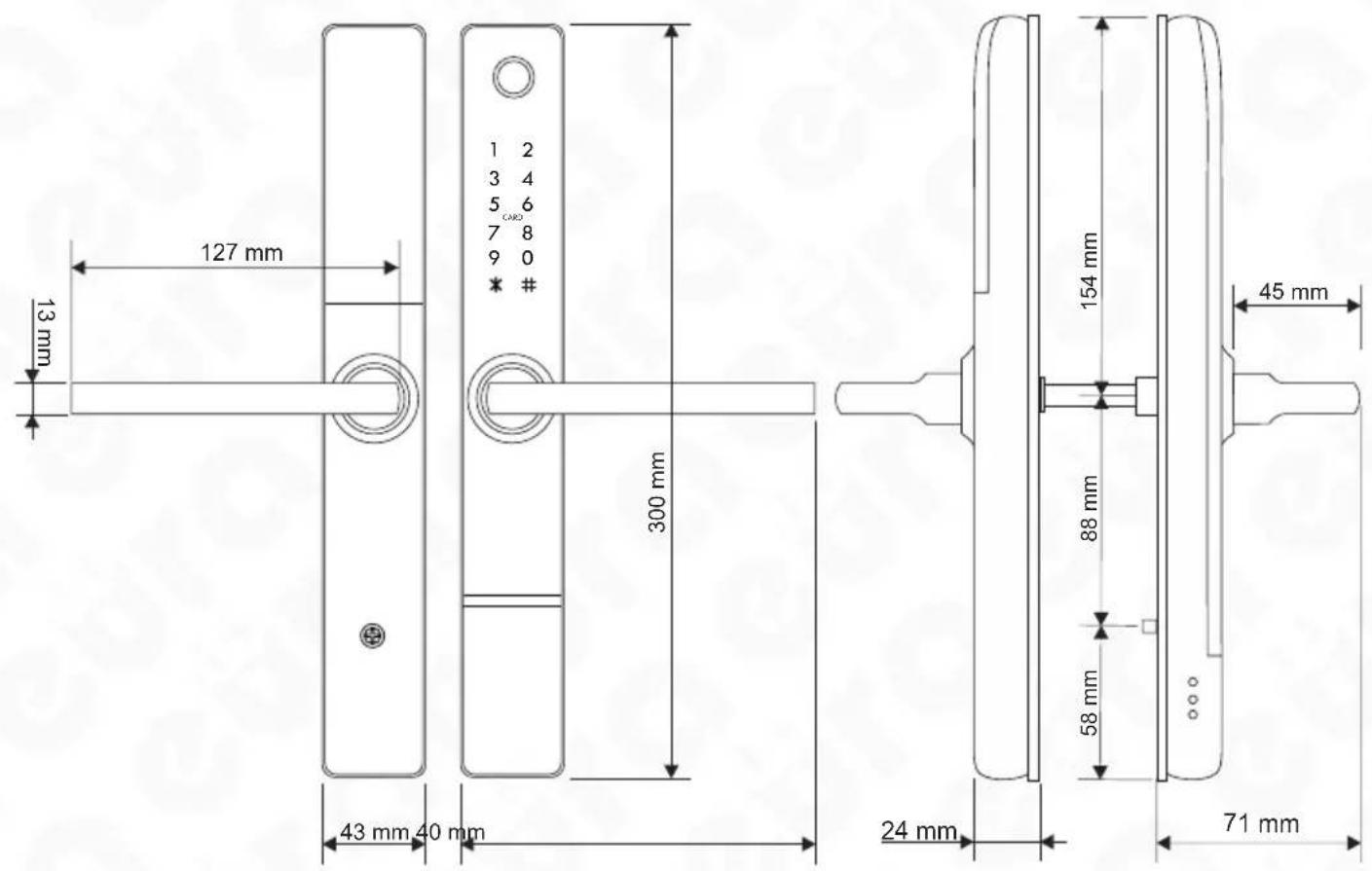 127 mm 13 mm 300 mm 43 mm 40 mm 24 mm 71 mm 154 mm 45 mm 88 mm 58 mm