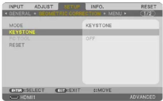 SHARP NP-P525WL - Press the ▼ button to align with the [KEY-STONE] and then press the ENTER button. - 3