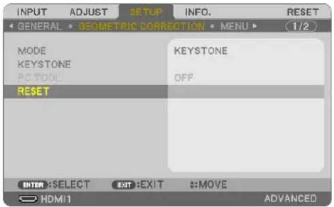 SHARP NP-P525WL - To return the keystone adjustments to default: - 1
