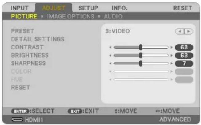 SHARP NP-P525WL - 4-4. Menu Descriptions &amp; Functions [ADJUST] - 1