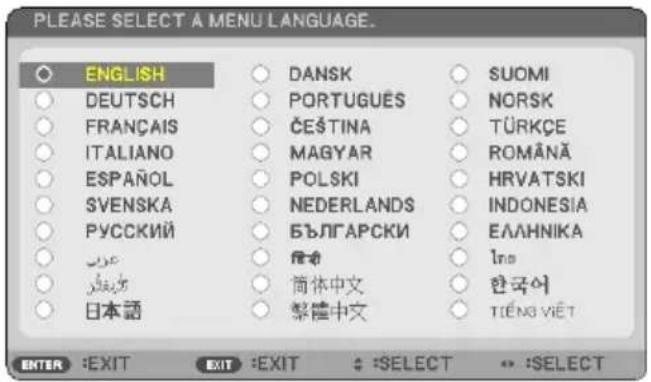 SHARP NP-P525WL - Use the ▲, ▼, ◀ or ▶ button to select one of the 30 languages from the menu. - 1