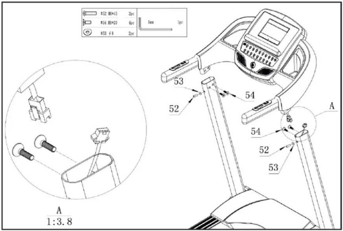 #52 M8*45 2pc #54 M8*20 4pc 5mm 1pc #53 #8 2pc A 1:3.8 53 52 54 52 53 A