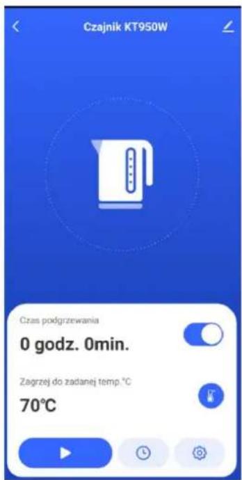 Czajnik KT950W Czas podgrzewania 0 godz. 0min. Zagrzej do zadanej temp °C 70°C
