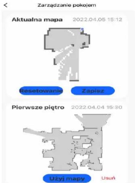Zarządzanie pokojem Aktualna mapa 2022.04.05 15:12 Resetowanie Zapisz Pierwsze piętro 2022.04.04 15:30 Użyj mapy Usuń