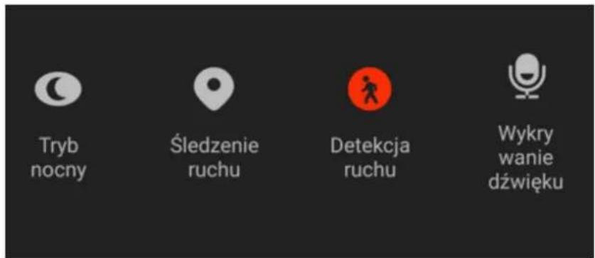 Tryb nocny Śledzenie ruchu Detekcja ruchu Wykry wanie dźwięku