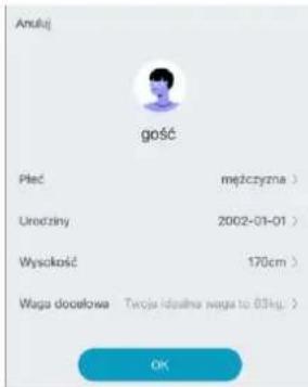 Anulaj gość Płeć mężczyzną ) Urodziny 2002-01-01 ) Wysokość 170cm ) Waga docelowa Twoja identicala waga to 03kg. > OK