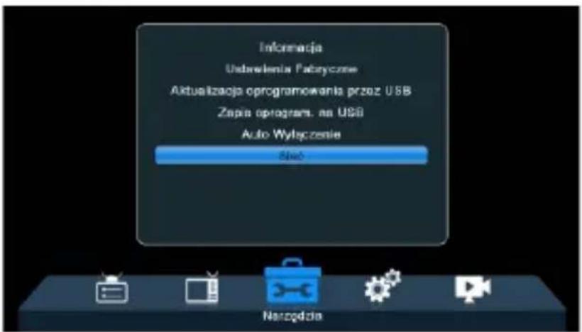 Informacja Ustrowienia Pabryczne Aktualizacja oprogramowania przez USB Zapia oprogram. na USB Auto Wyłączenie File3 Narządza