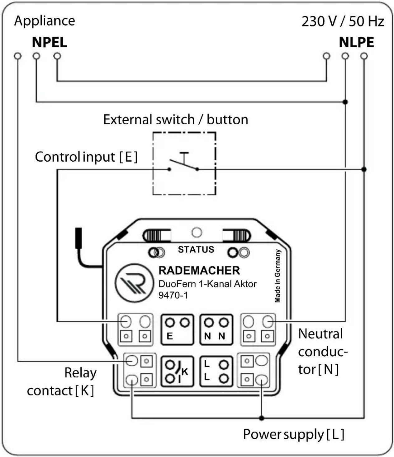 RADEMACHER DuoFern Universal Actuator 9470-1 - Connecting and installing the DuoFern Universal Actuator 9470-1 - 1