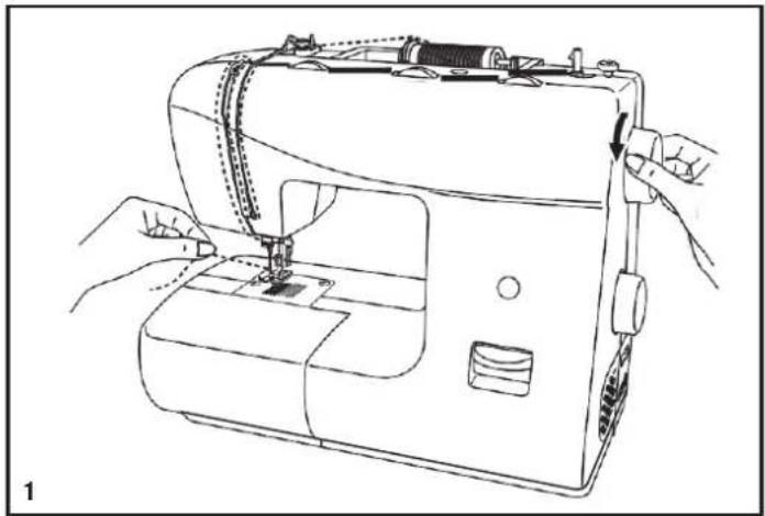 Minerva M823B - □ Wyciąganie nici dolnej - 1