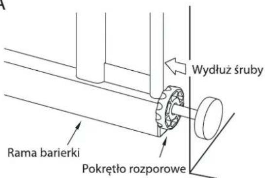 Rama barierki Pokrętło rozporowe Wydłuż śruby