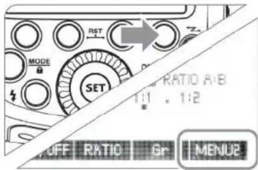 MODE RST SET RATIO A-B 1:1 . 1:2 OFF RATIO Gr MENU2