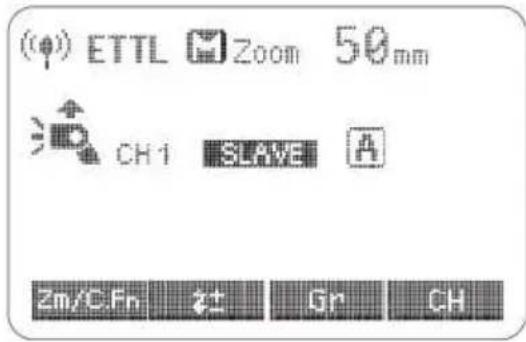 (●) ETTL Zoom 50mm CH1 SLAVE A Zm/C.Fn 2± Gr CH