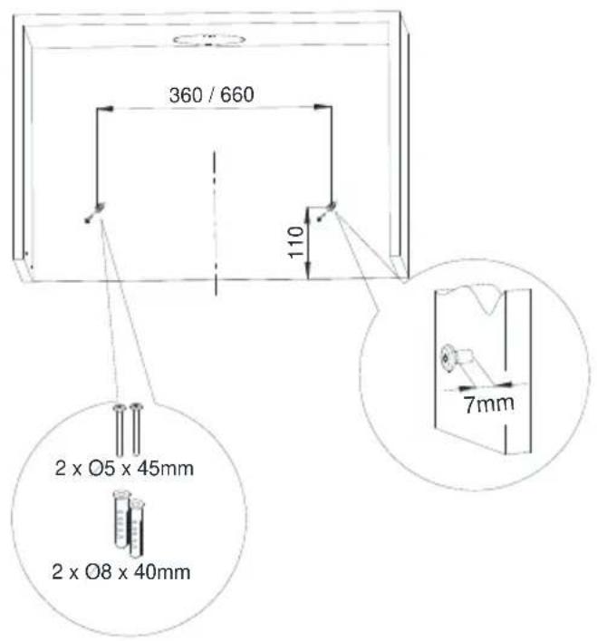 360 / 660 110 2 x O5 x 45mm 2 x O8 x 40mm 7mm