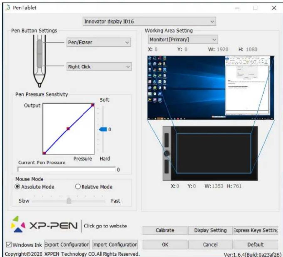 XP-Pen Innovator 16 - Interfejs sterownika Windows - 1