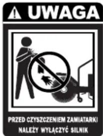 NAC SWP80-XR950-KC - Piktogramy ostrzegawcze znajdują się na obudowie zamiatarki Piktogramy ostrzegawcze i oznaczenia sterownicze - 2