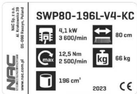 NAC SWP80-196L-V4-KC - Inne oznaczenia na maszynie - 1