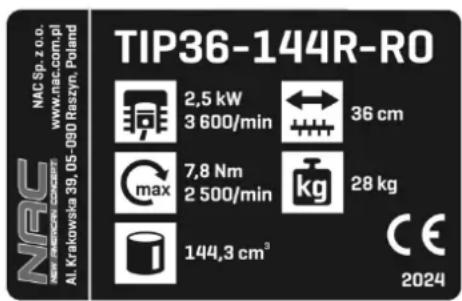 NAC TIP36-144R-RO - Inne oznaczenia na maszynie - 1