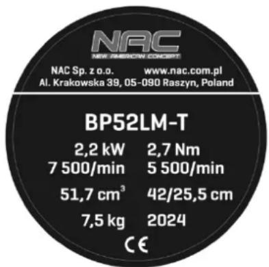 NAC BP52LM-T - Inne oznaczenia na maszynie - 1